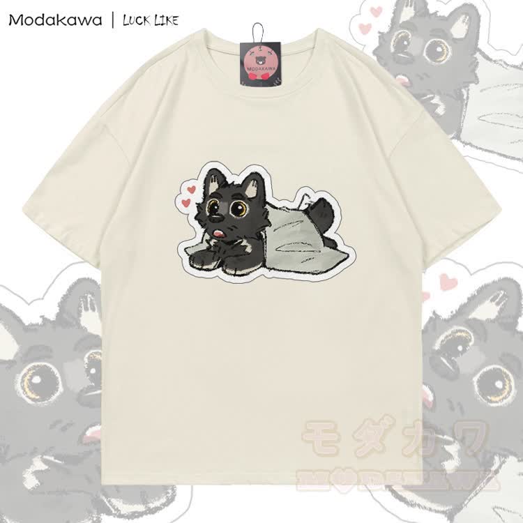 MODAKAWA X LUCK LIKE Niedliches Porto Grafik-T-Shirt aus 100 % Baumwolle - Hellbeige - 5XL - image 5