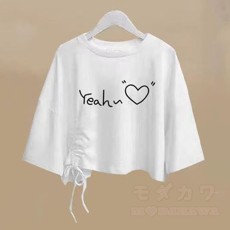 Zweiteiliges Set aus bedrucktem Kurzarm-T-Shirt im College-Stil und asymmetrischem Tüllrock - Top H - XL - image 18