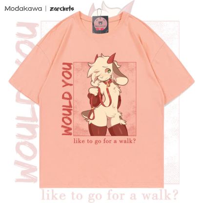 MODAKAWA X zarckets WOULD YOU Ziegen-Charakter-Grafik T-Shirt aus 100 % Baumwolle - Peach - 5XL - image 6