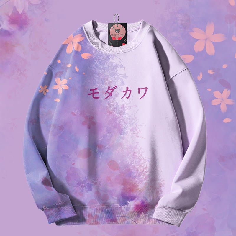MODAKAWA Sakura Unisex-Sweatshirt mit Farbverlauf und Allover-Print - Purple - 4XL - image 4