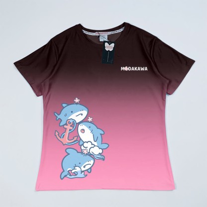 T-Shirt mit Farbverlauf und Hai-Grafik - Lila - 5XL - image 3