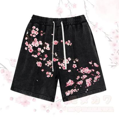 Sakura Graphic Modakawa Vintage Washed Shorts - Schwarz - 3XL - image 4