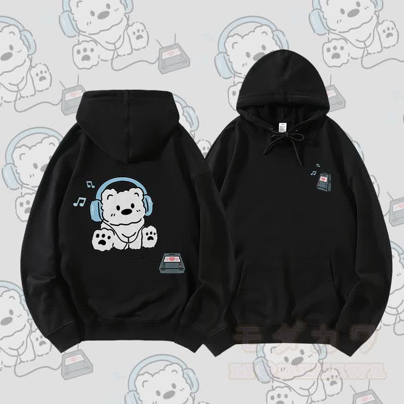 MODAKAWA Kopfhörer Bär Grafik Partner-Hoodie - Schwarz - 5XL - image 4