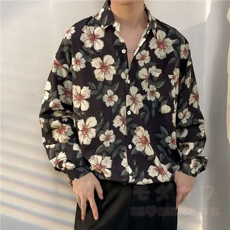 Herren-Langarmhemd mit Vintage-Print und Knopfleiste - Mehrfarbig AG - 3XL - image 34