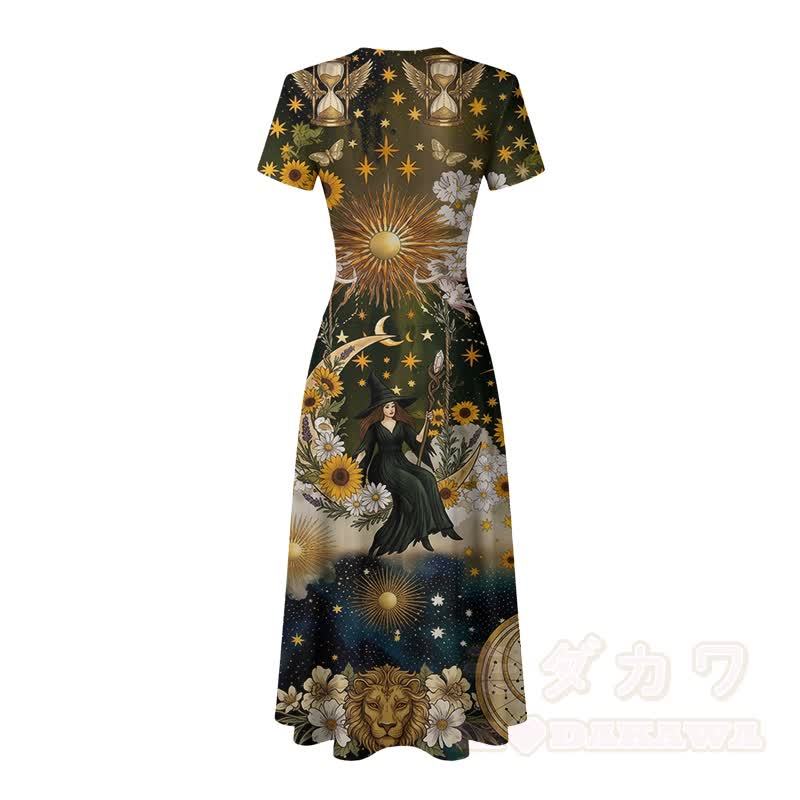 Modakawa Maxikleid mit V-Ausschnitt und Sonnenblumen- und Sonnenblumenmuster - image 4