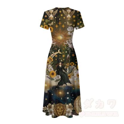 Modakawa Maxikleid mit V-Ausschnitt und Sonnenblumen- und Sonnenblumenmuster - image 4