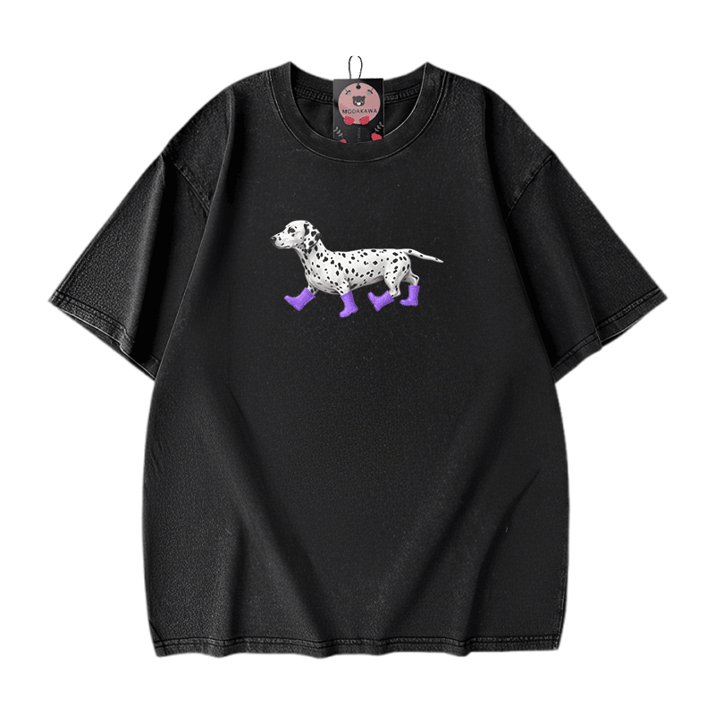 Dalmatiner-Grafik Modakawa Unisex Vintage Washed T-Shirt - Black - 5XL - image 2