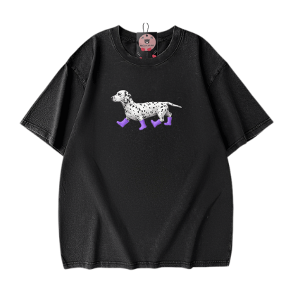 Dalmatiner-Grafik Modakawa Unisex Vintage Washed T-Shirt - Black - 5XL - image 2