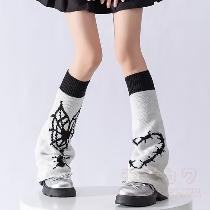 Wende-Beinwärmer aus Strick mit Katzenblumenmuster - Spinnennetz - Einheitsgröße - image 4