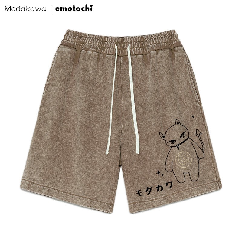 MODAKAWA X emotochi – Shorts mit „Demon Kitty“-Grafik im Vintage-Look - Braun - 3XL - image 4