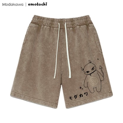 MODAKAWA X emotochi – Shorts mit „Demon Kitty“-Grafik im Vintage-Look - Braun - 3XL - image 4