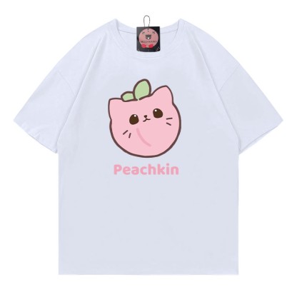 PEACHKIN Pfirsichkätzchen-Print Modakawa T-Shirt - White - 5XL - image 4