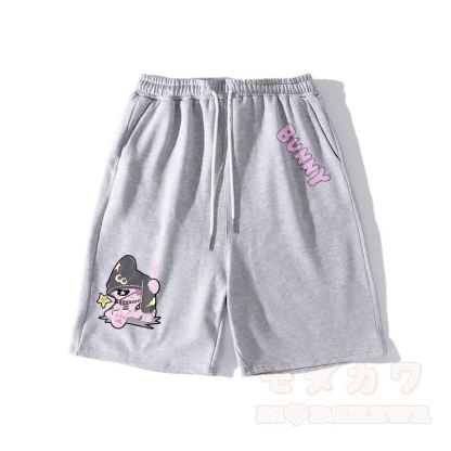 Unhappy Bunny Grafik Dunkle Ästhetische Shorts - Grau - 5XL - image 5