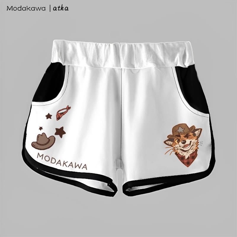 MODAKAWA X atka Gradient Cowboy Fox Winking Graphic Shorts - White - 5XL - image 9