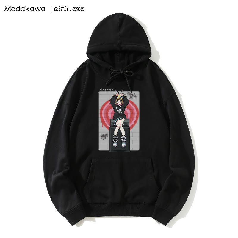 MODAKAWA X airii.exe CHEMICAL Girl Letter Print Modakawa Lockerer Hoodie - Black - 5XL - image 5