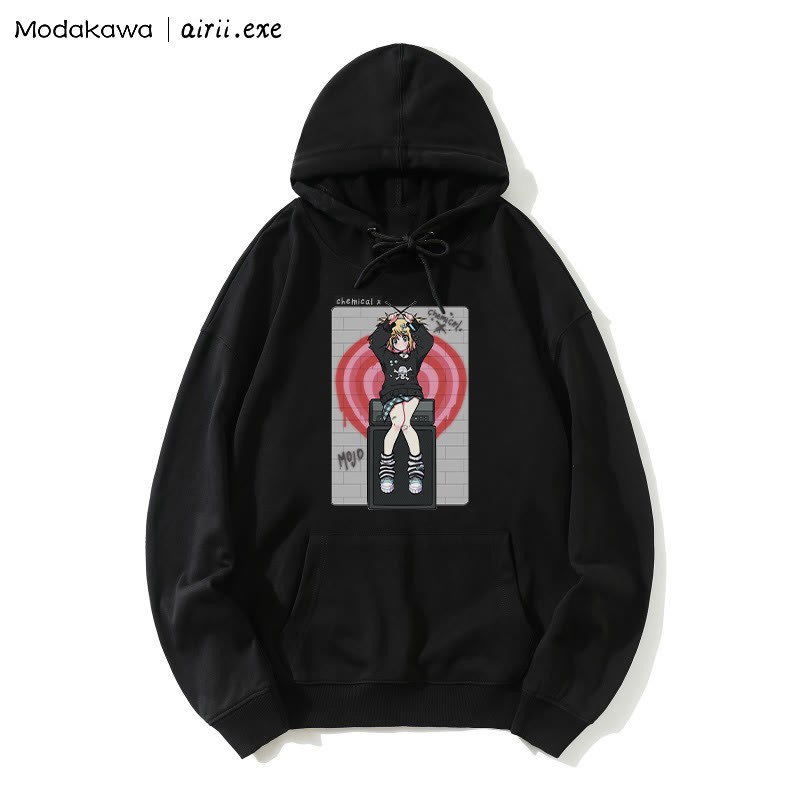 MODAKAWA X airii.exe CHEMICAL Girl Letter Print Modakawa Lockerer Hoodie - Black - 5XL - image 5