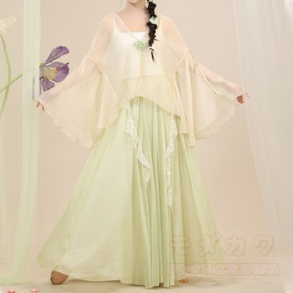 Geblümtes, transparentes Oberteil, fließender Maxirock, passendes Outfit - image 6