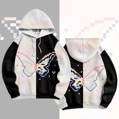 Modakawa Pullover-Hoodie mit Schmetterlingsmotiv und Farben -Design - Black - 6XL - image 2