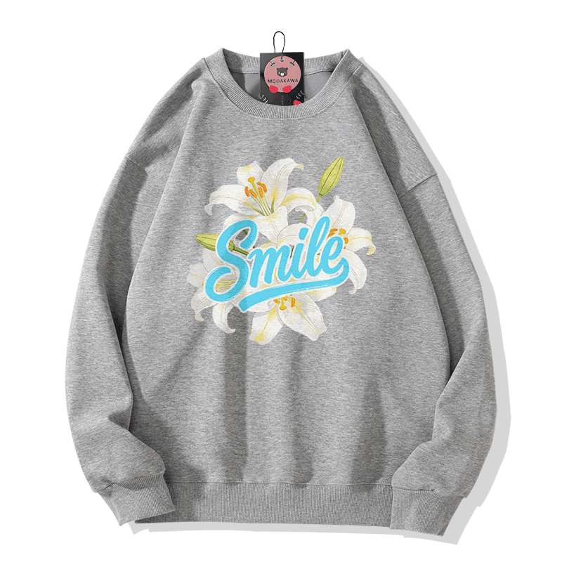 SMILE Lily Graphic Modakawa Sweatshirt - Grey - 5XL - image 4