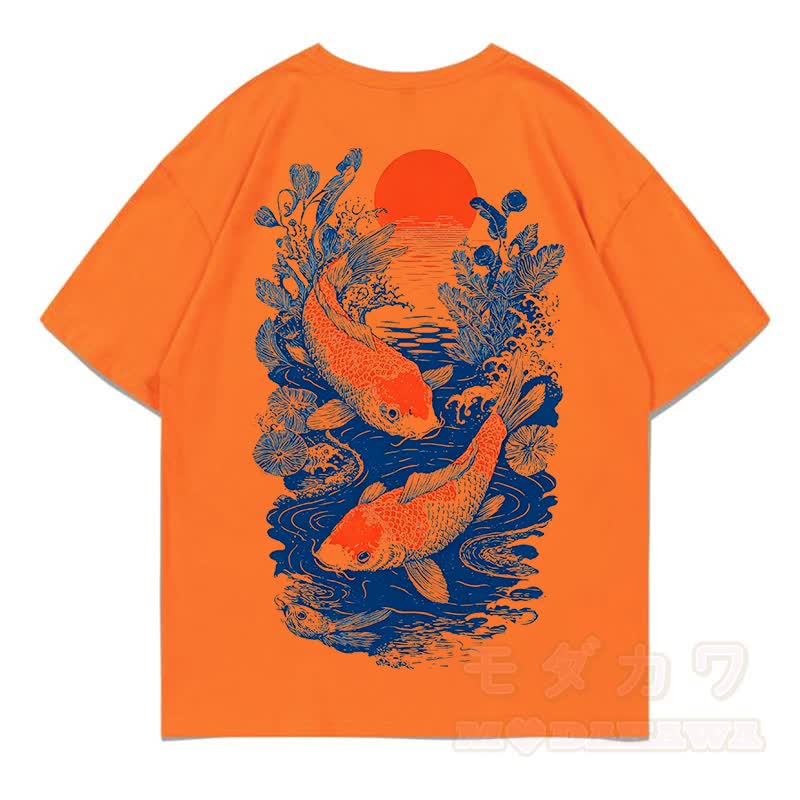 MODAKAWA Print Loose Summer Kurzarm-T-Shirt - Orange - 5XL - image 10