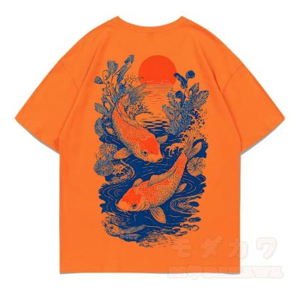 MODAKAWA Print Loose Summer Kurzarm-T-Shirt - Orange - 5XL - image 10
