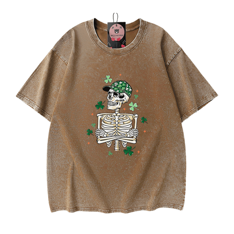 Modakawa Vintage T-Shirt aus 100 % Baumwolle mit St. Patrick's Day-Motiv (gewaschen). - Brown - 5XL - image 7