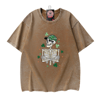 Modakawa Vintage T-Shirt aus 100 % Baumwolle mit St. Patrick's Day-Motiv (gewaschen). - Brown - 5XL - image 7