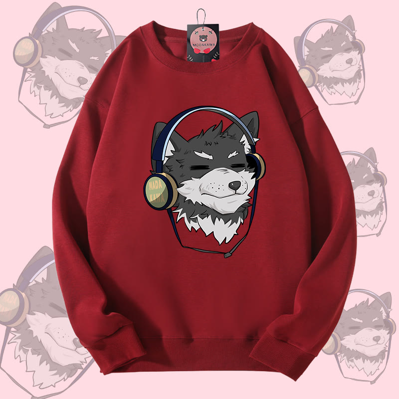 MODAKAWA Koda Unisex-Sweatshirt mit Kopfhörer-Grafik - Wine Red - 5XL - image 4