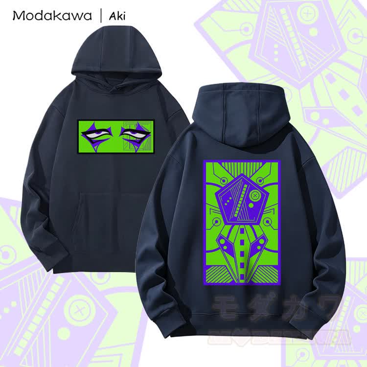 MODAKAWA X Aki Cyberpunk Neon Eye Graphic Heavyweight Hoodie - Purpurblau - 2XL - image 4