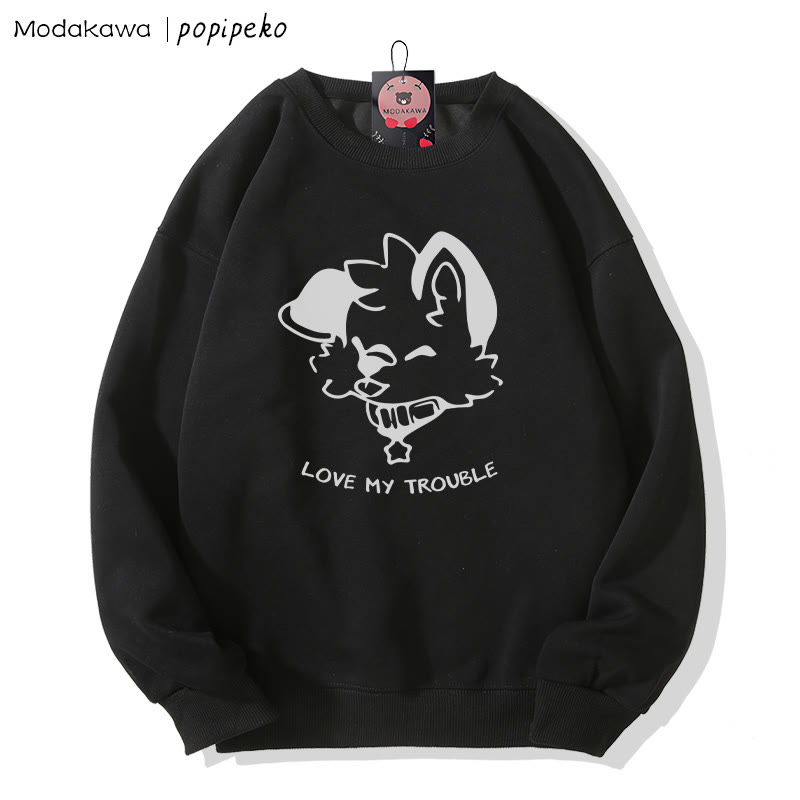 MODAKAWA X popipeko Zunge-raus-Welpen-Grafik-Partner-Sweatshirt mit Rundhalsausschnitt - Black - 5XL - image 4