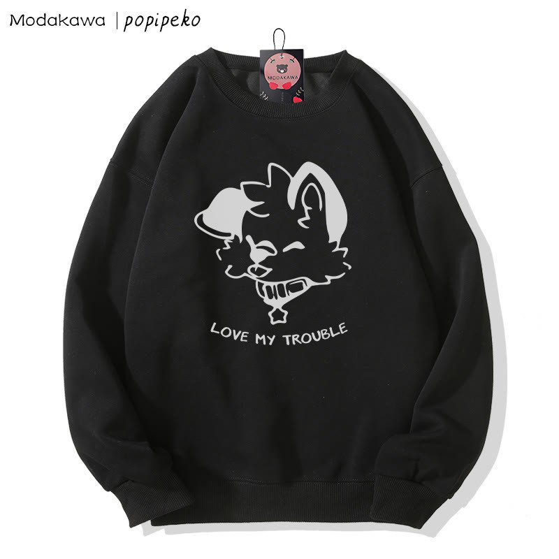 MODAKAWA X popipeko Zunge-raus-Welpen-Grafik-Partner-Sweatshirt mit Rundhalsausschnitt - Black - 5XL - image 4