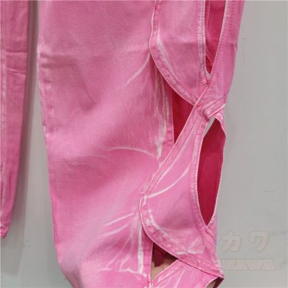 Jeans mit seitlichen Schnürausschnitten und geradem Bein - image 8