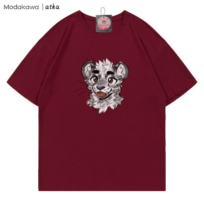 MODAKAWA X atka – T-Shirt mit frechem Tigergesicht und Grafik - Wine Red - 5XL - image 6