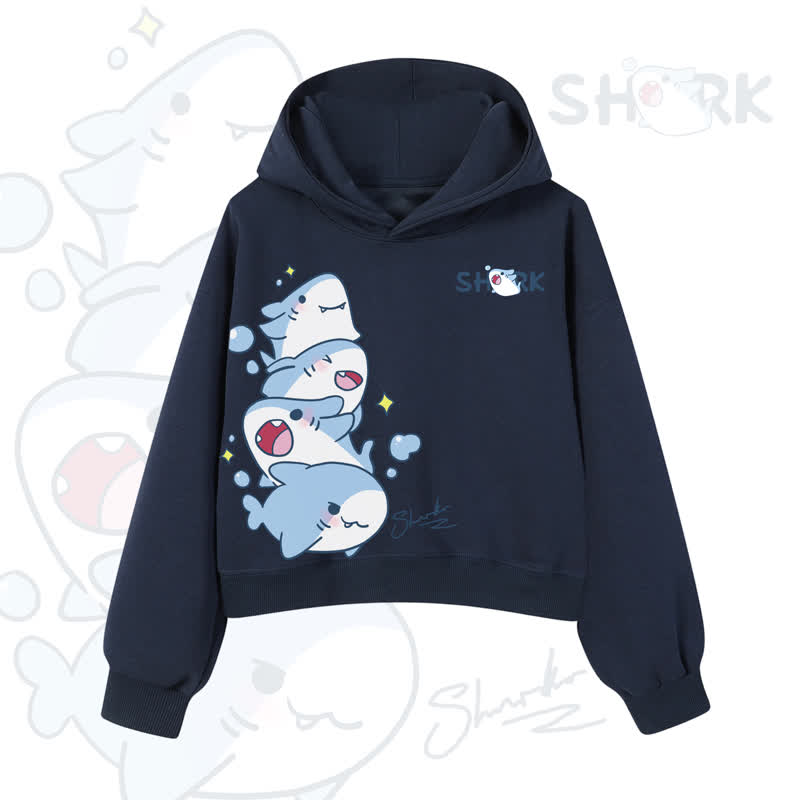 MODAKAWA Bubble Sharks Grafik-Crop-Couche aus Baumwolle - Navy Blue - 3XL - image 11