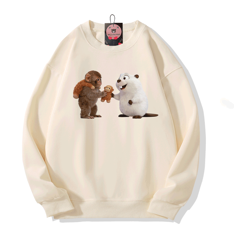 PUNCH Lustiges Affen-Kugelfisch-Modakawa-Sweatshirt - Beige - 5XL - image 5