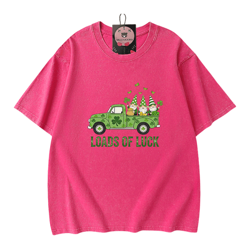 VIEL GLÜCK St. Pakrit's Day Autografik Modakawa Vintage gewaschenes T-Shirt aus 100% Baumwolle - Rose Red - 5XL - image 5