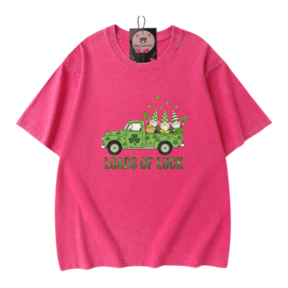 VIEL GLÜCK St. Pakrit's Day Autografik Modakawa Vintage gewaschenes T-Shirt aus 100% Baumwolle - Rose Red - 5XL - image 5