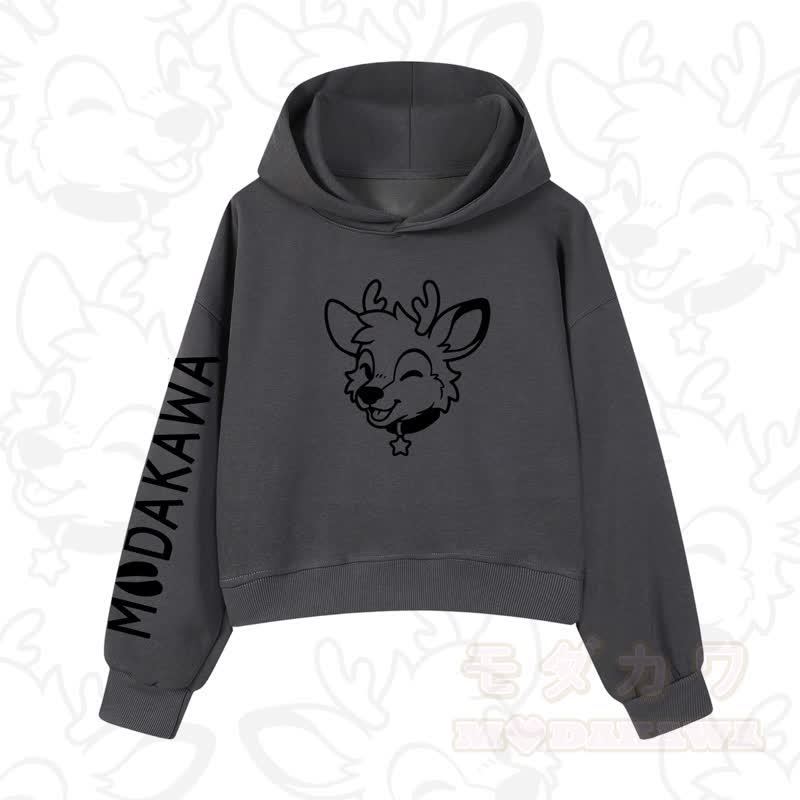 MODAKAWA Baumwoll-Hoodie mit Hundemotiv (kurzer Schnitt) - Dunkelgrau A - 3XL - image 6