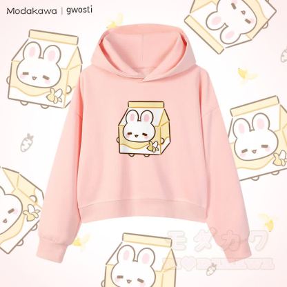 MODAKAWA X gwosti Bunana Milk Graphic Cropped Cotton Hoodie - Rosa - 3XL - image 3