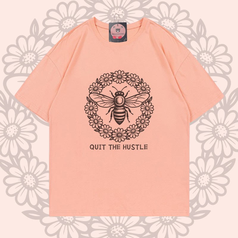 Modakawa T-Shirt aus 100 % Baumwolle mit Bienenkranz-Motiv - Peach - 5XL - image 4