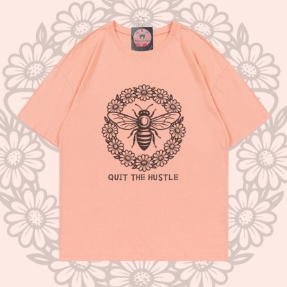 Modakawa T-Shirt aus 100 % Baumwolle mit Bienenkranz-Motiv - Peach - 5XL - image 4
