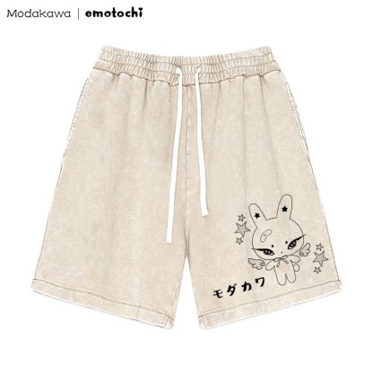 Shorts mit geflügeltem Häschen-Grafik im Vintage-Look - Aprikose - 3XL - image 3