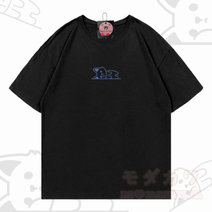 Modakawa-Baumwoll-T-Shirt mit gesticktem liegenden Fuchs - Schwarz - 5XL - image 6