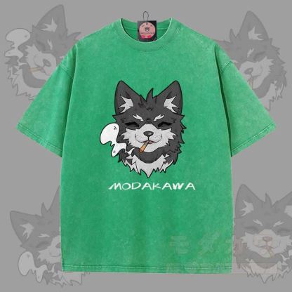 MODAKAWA Koda Smoking Graphic Unisex Vintage Washed T-Shirt - Grün - 5XL - image 3