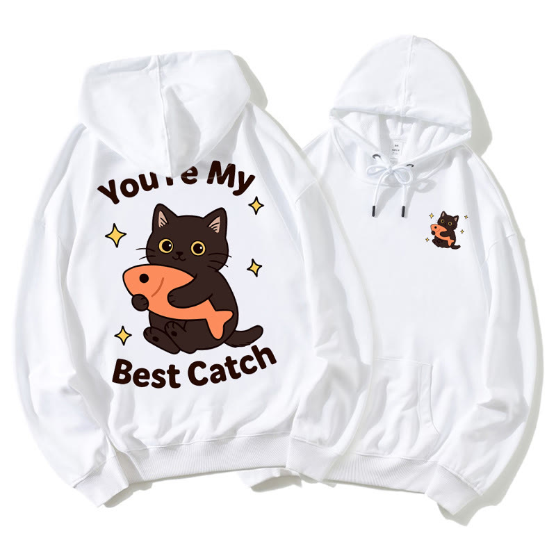 Kitty Holding Fish Graphic Paar Passender Hoodie - White B - 5XL - image 5