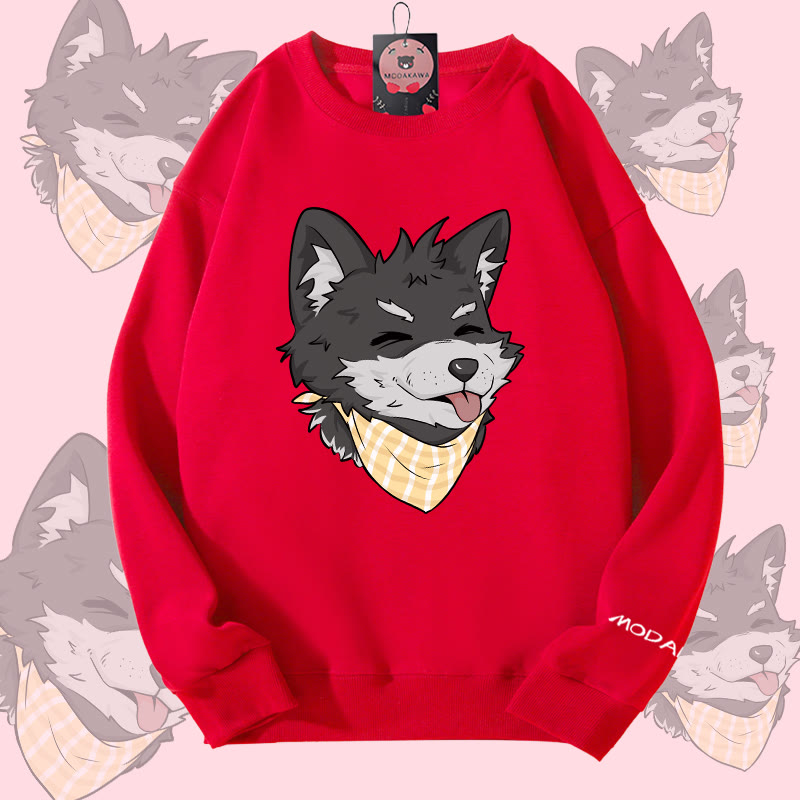 MODAKAWA Unisex-Sweatshirt mit Koda-Grafik und herausgestreckter Zunge - Red - 5XL - image 5