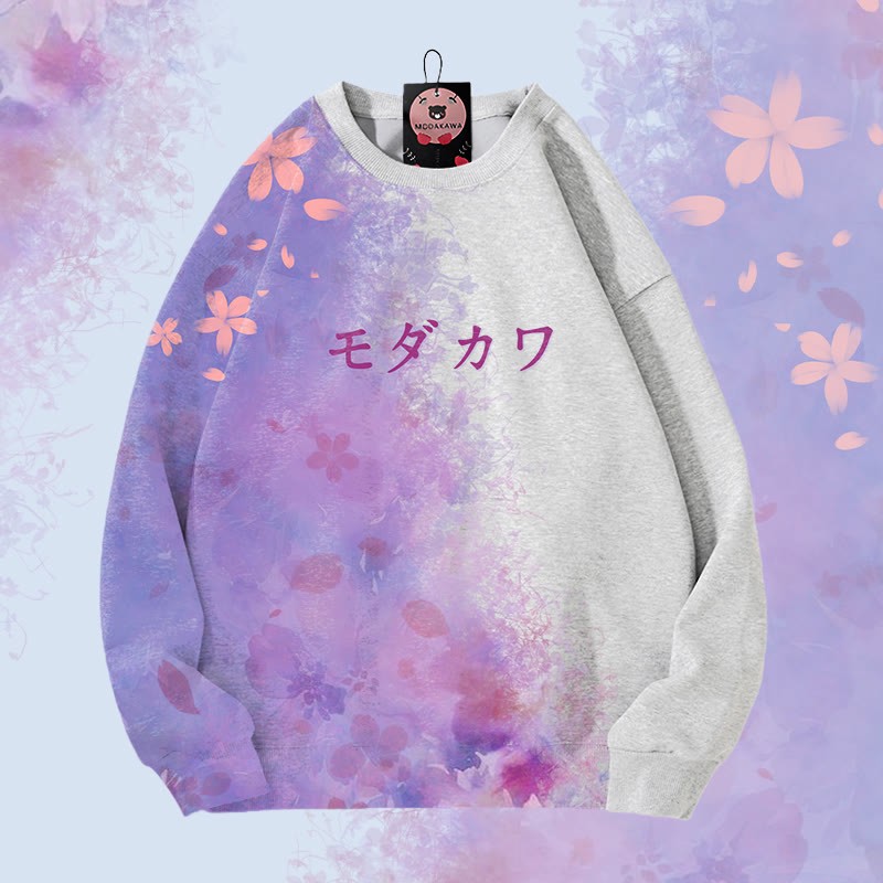 MODAKAWA Sakura Unisex-Sweatshirt mit Farbverlauf und Allover-Print - Grey - 4XL - image 5