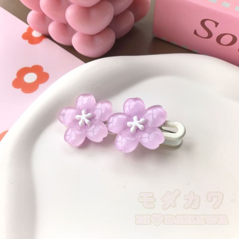 Niedliche transparente Haarspangen mit Blumen - Lila Zwillingsblume - image 9