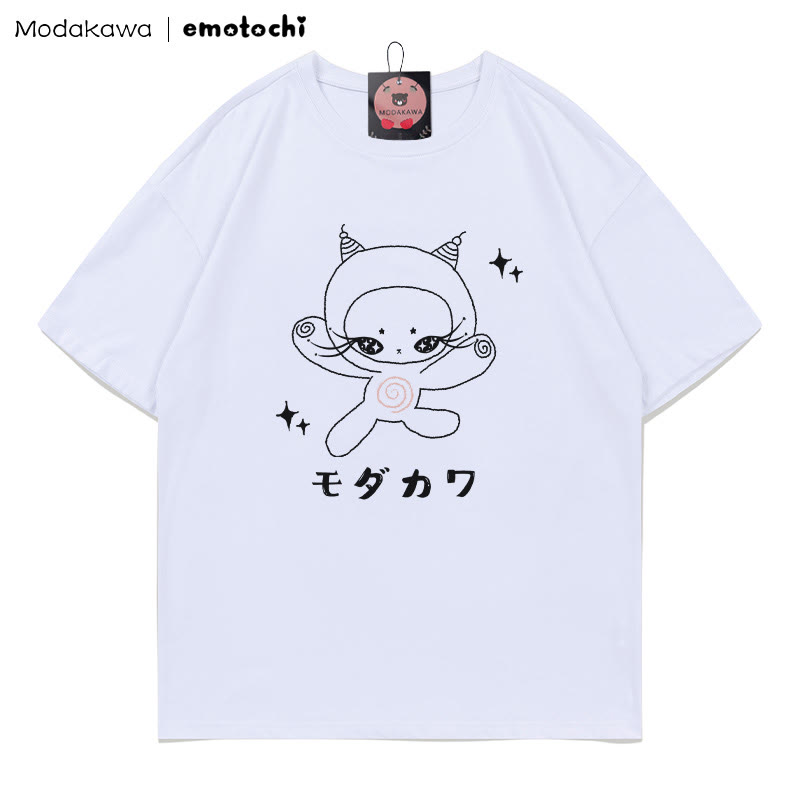 MODAKAWA X emotochi Kitty Star Print T-Shirt - White - 5XL - image 4