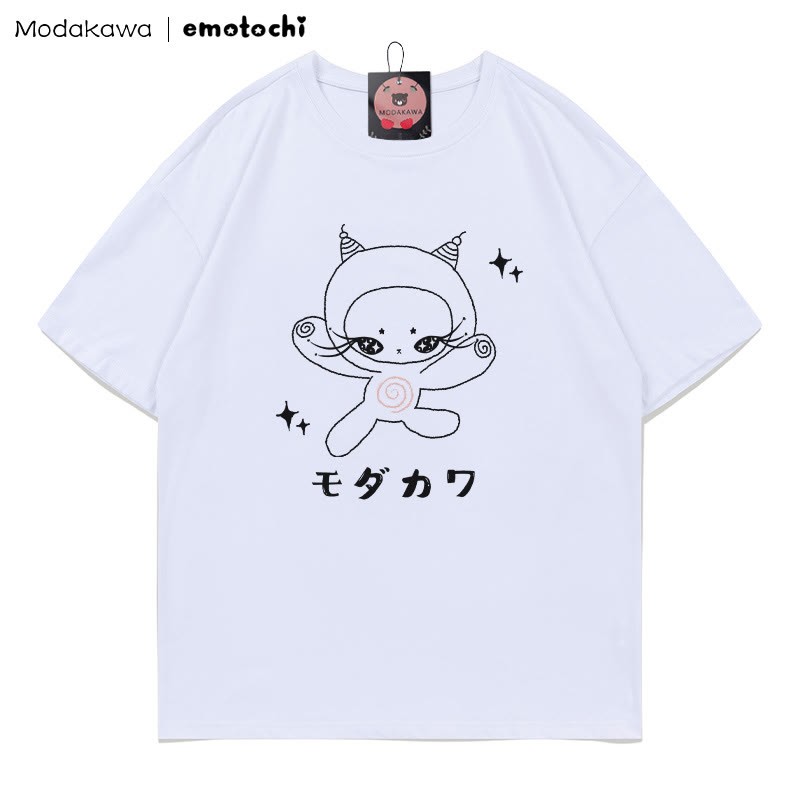MODAKAWA X emotochi Kitty Star Print T-Shirt - White - 5XL - image 4